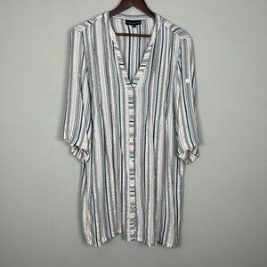 Club Z Collection Shirt Dress Cover Up Womens XL Metallic Stripes Beach Travel‎